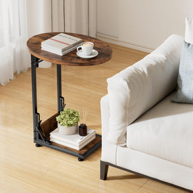 Elbourn two-tier end table with metal frame offers vertical storage