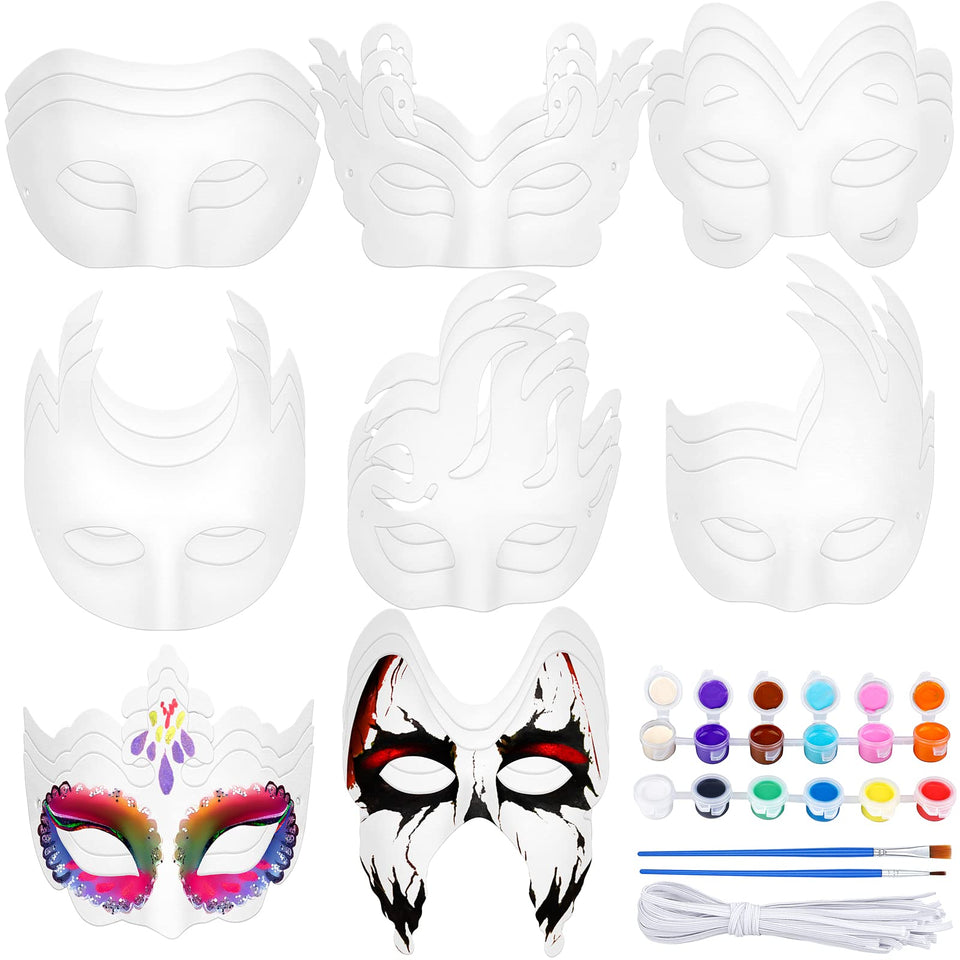 Elcoho half-face masks pack with tether and paint kit for creative DIY crafting.