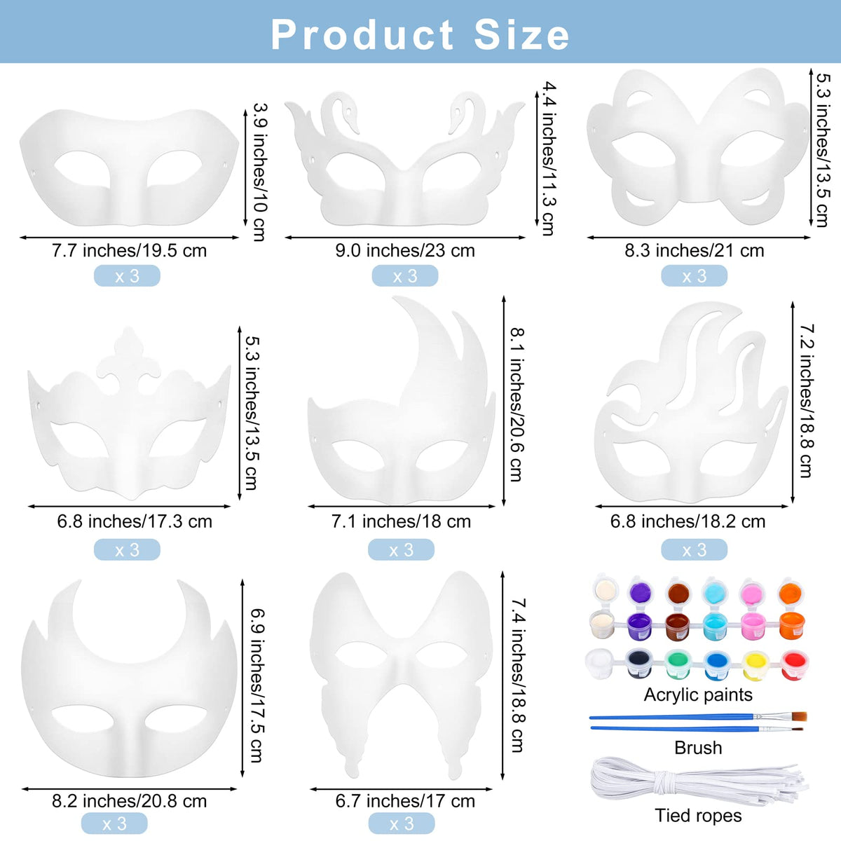 Elcoho white paper mask for DIY crafts ready to paint and decorate.