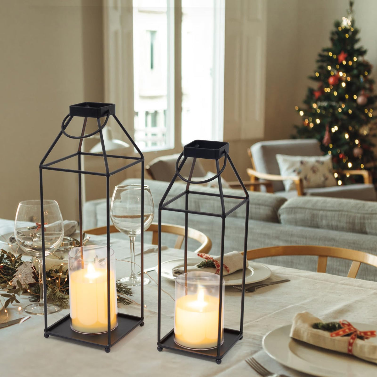 ELEATTRUN open-design lanterns offer glass-free versatility indoors or outdoors.