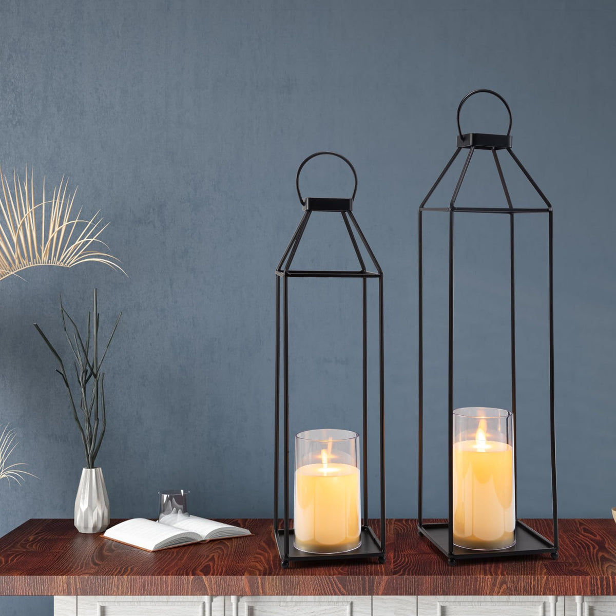 ELEATTRUN outdoor lantern wall-hanging provides ambient light on balcony.