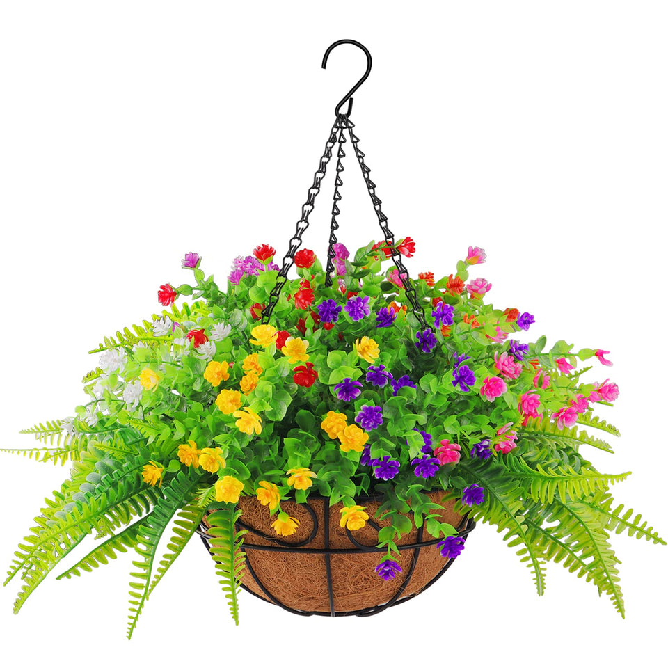 Elecxlink hanging basket with flowers kit adds year-round color to outdoor spaces.
