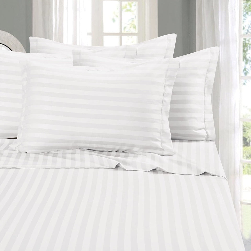 Elegant Comfort 6-piece sheet set main view shows luxurious damask stripe design for a premium look