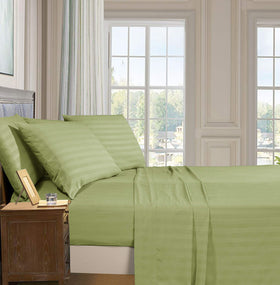 Elegant Comfort damask stripe close-up highlights elegant weave and durability.