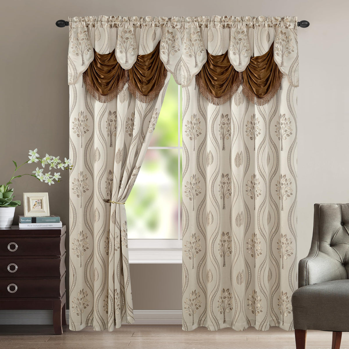 Elegant Comfort curtain panel set beige front view for stylish coverage