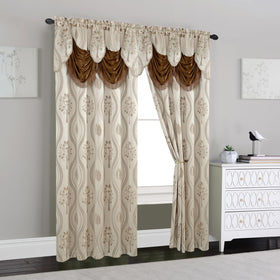 Elegant Comfort beige curtain fabric close-up showing premium weave