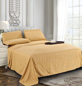 Deep-pocket fitted sheet fits mattresses up to 16 inches for a secure fit.