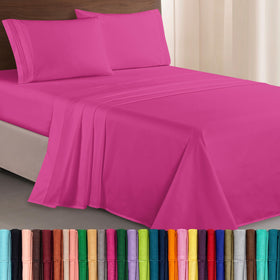 Elegant Comfort flat sheet in hot pink, ultra-soft and breathable for a cozy night.