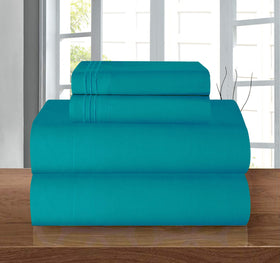 Elegant Comfort deep-pocket fitted sheet close-up demonstrates secure fit on mattresses up to 16 inches.