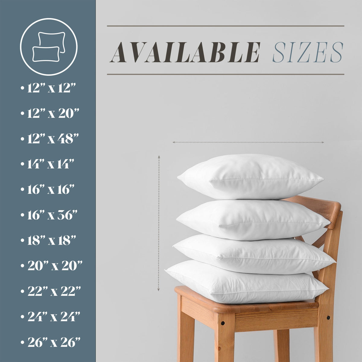 Sofa-bed decor pillow insert adds fullness to living room cushions
