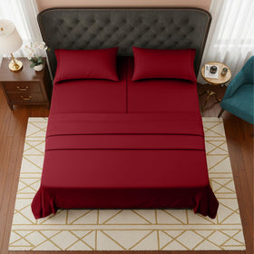 Elegant Comfort split king sheet set with 16-inch pockets keeps sheets secure on deep mattresses.