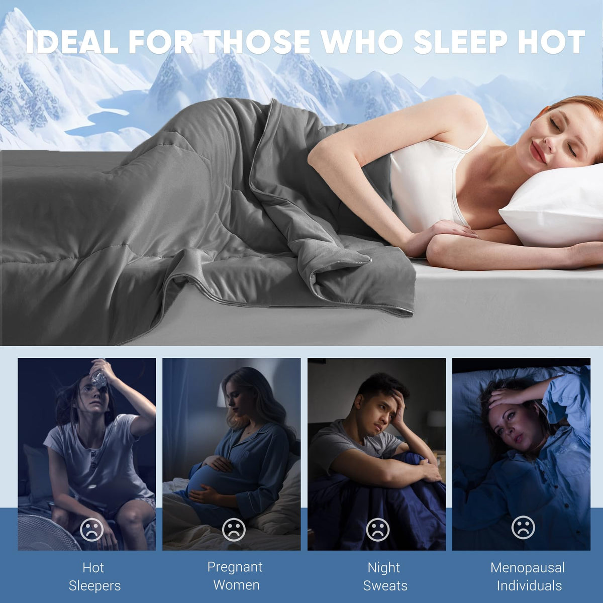 Elegear dual-sided design offers cooling on top and plush softness underneath.