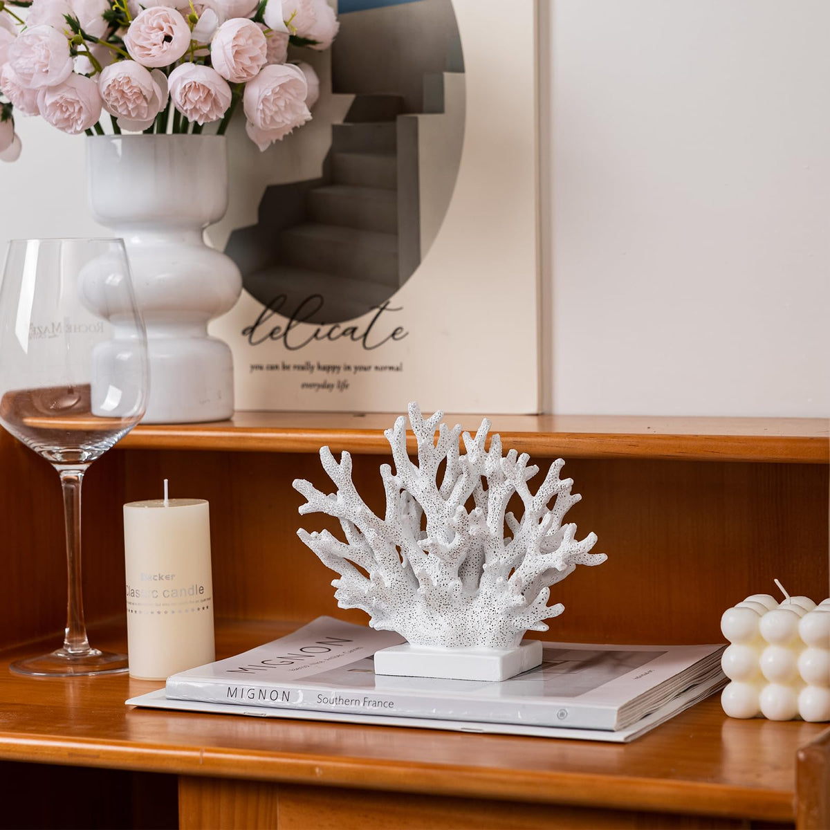 Elegondrar nautical coral display brightens desks with marine elegance