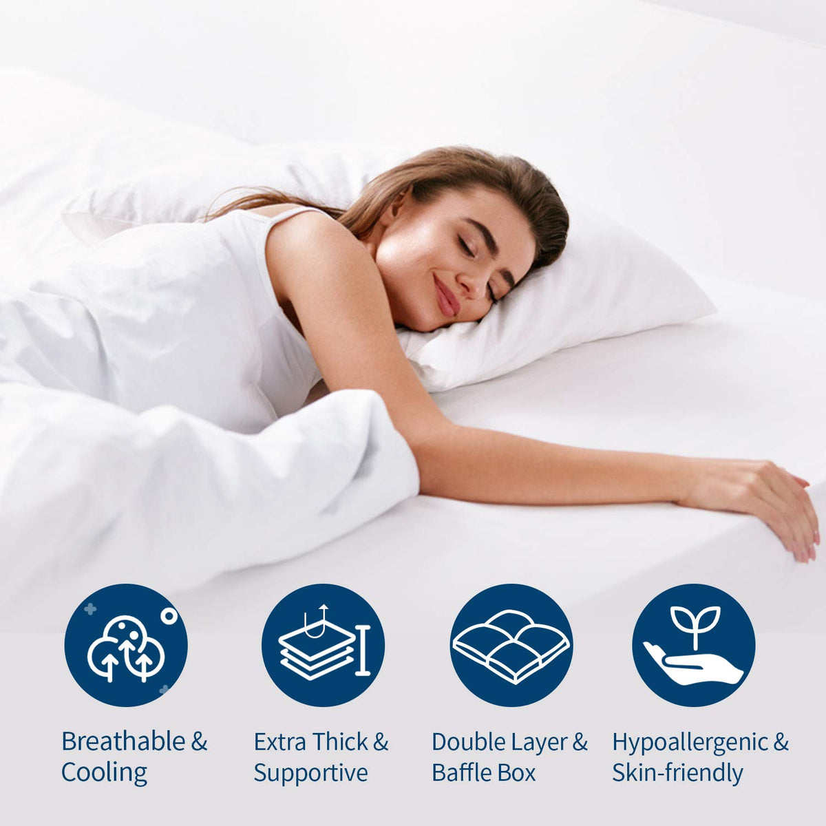 ELEMUSE topper in a cozy bedroom setup for nightly cushioning.