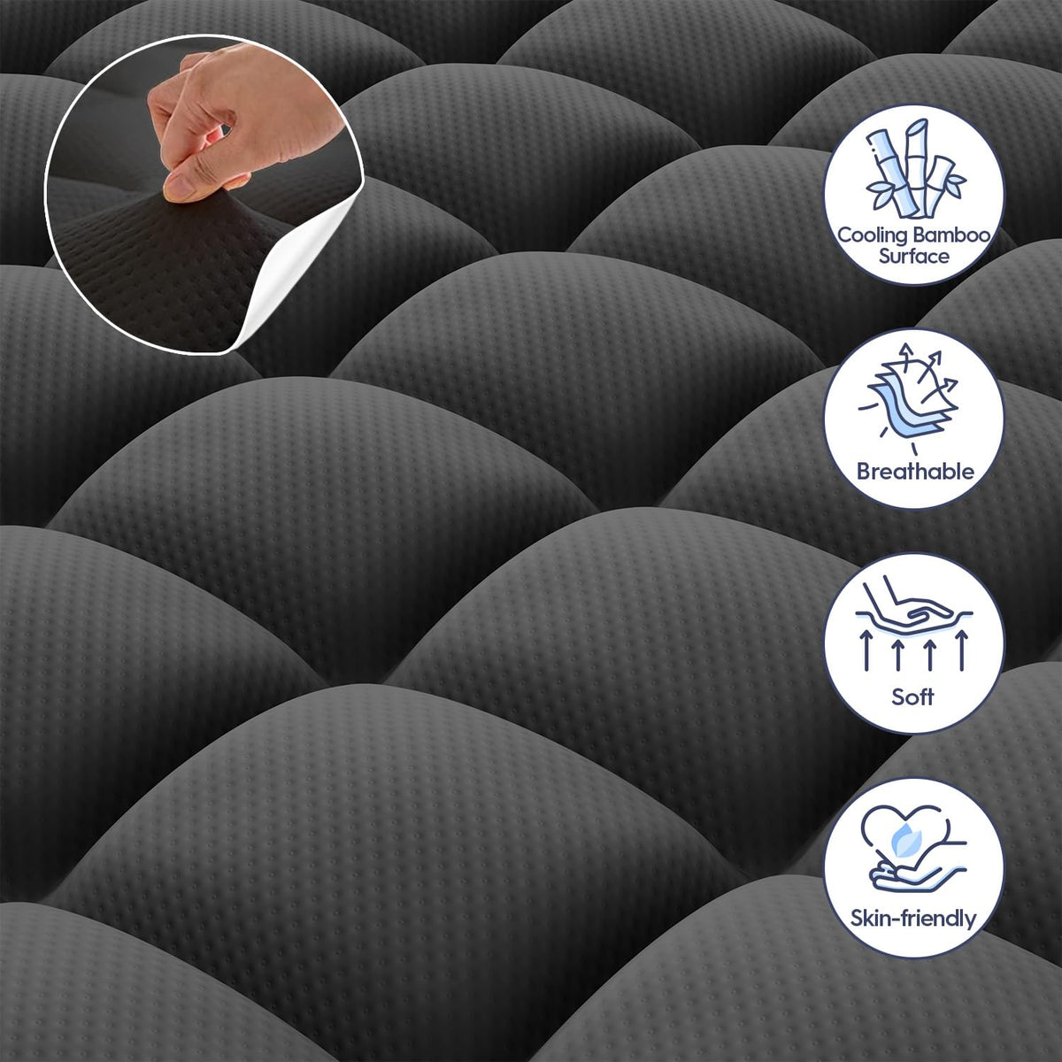 ELEMUSE down-alternative pillowtop detail with plush comfort