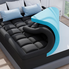 ELEMUSE dual-layer topper full-bed view for enhanced softness and support
