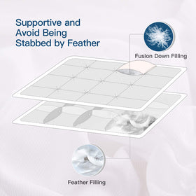 ELEMUSE topper bottom feather layer demonstrates even distribution over surface.