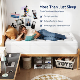 Memory foam motion-blocking close-up reduces sleep disturbance.