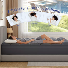 ELEMUSE Queen Grey Topper features box-sewn pattern for evenly distributed fill.
