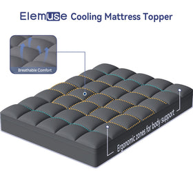 ELEMUSE Queen Grey Topper double-filled with down-alternative for added plush support.