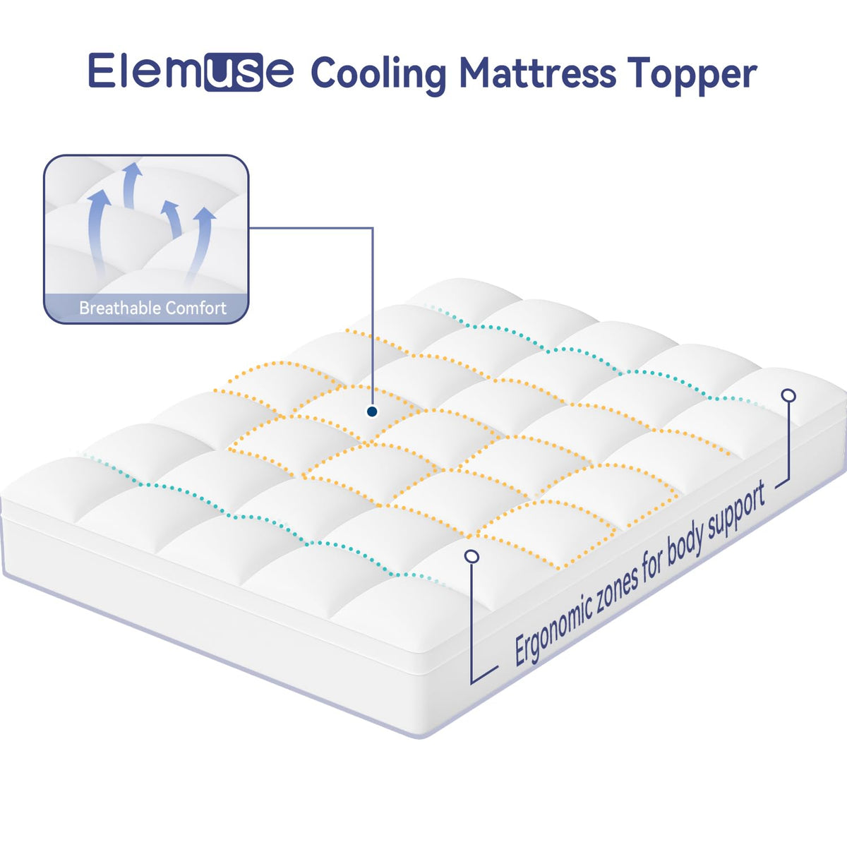 ELEMUSE Queen topper overfilled down alternative for extra loft and support