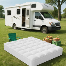 Elemuse RV short queen topper deep-pocket edge view supports secure fit.