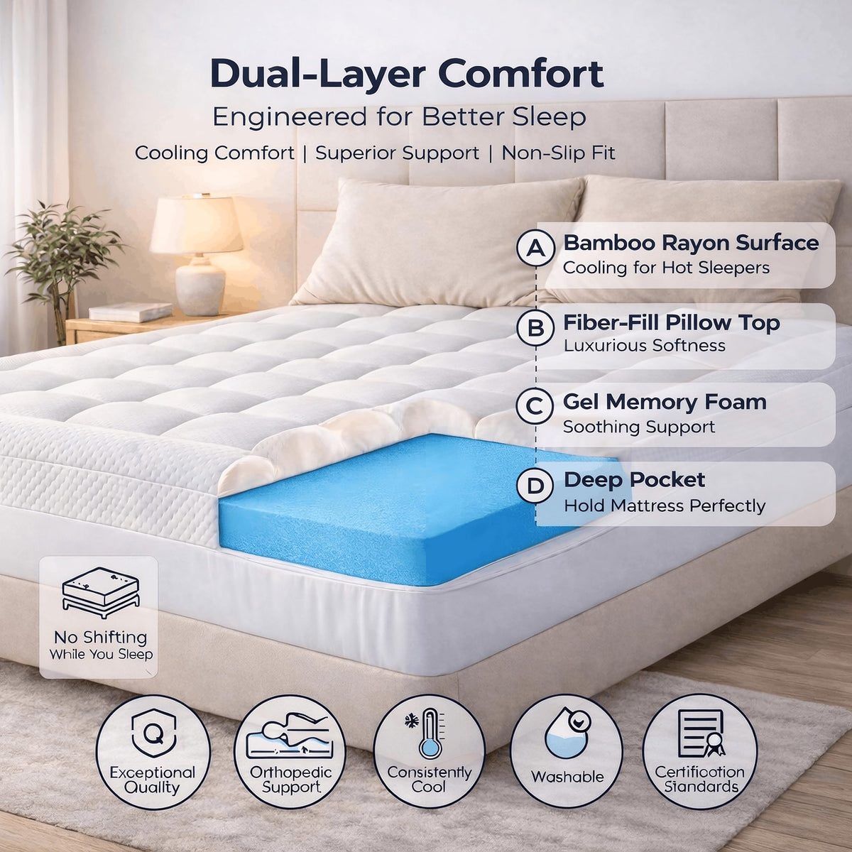 Elemuse soft pillowtop pad adds gentle, breathable surface