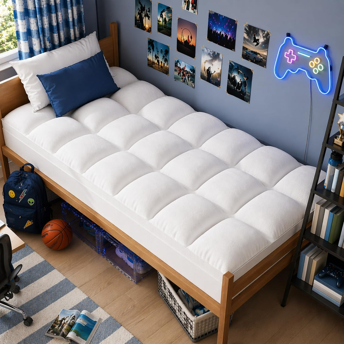 ELEMUSE Twin Mattress Topper with soft-fill for plush nightly comfort