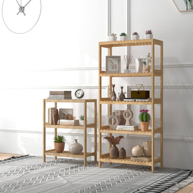 Elepude Bamboo Shelf living room setup, versatile storage.