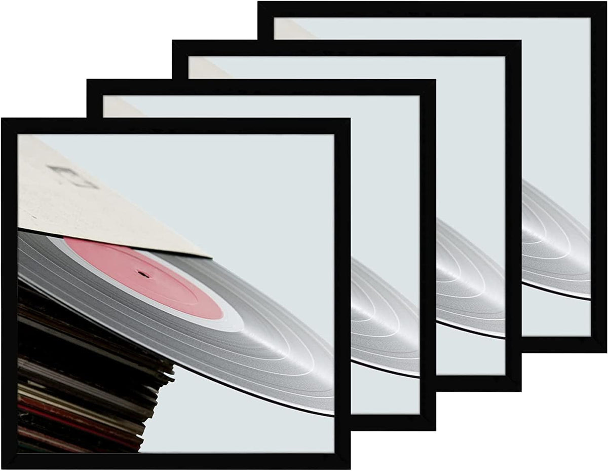 eletecpro vinyl record frame front view in matte black enhances wall display
