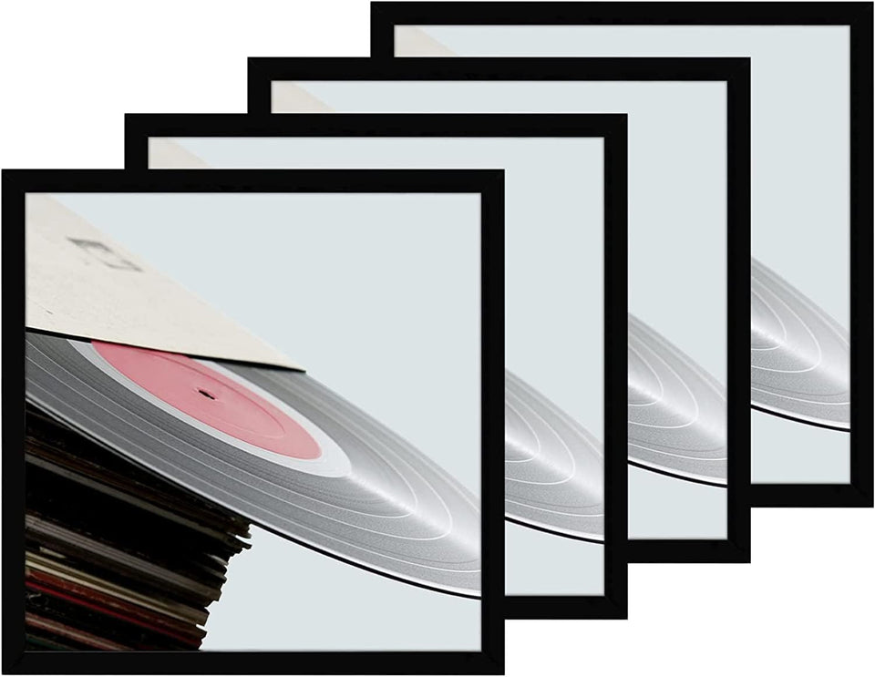 eletecpro vinyl record frame front view in matte black enhances wall display