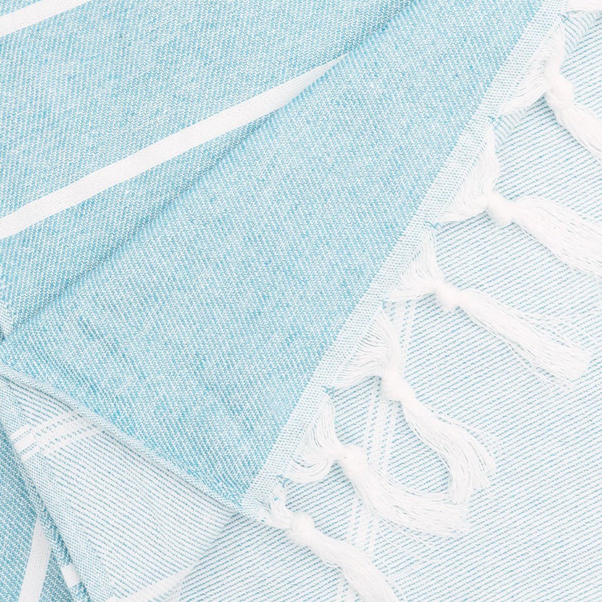 Eliamo blue towelpack neatly packed in a bag for travel use.