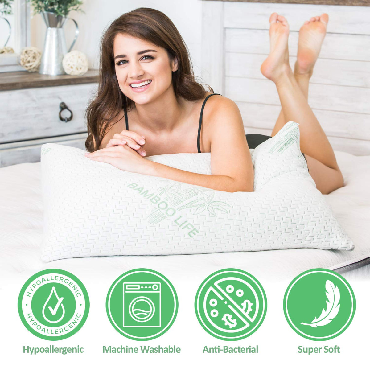 Elif King Size Pillow removable cover with zipper for easy washing