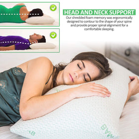 Elif King Size Pillow diagram showing back, side, and stomach sleepers