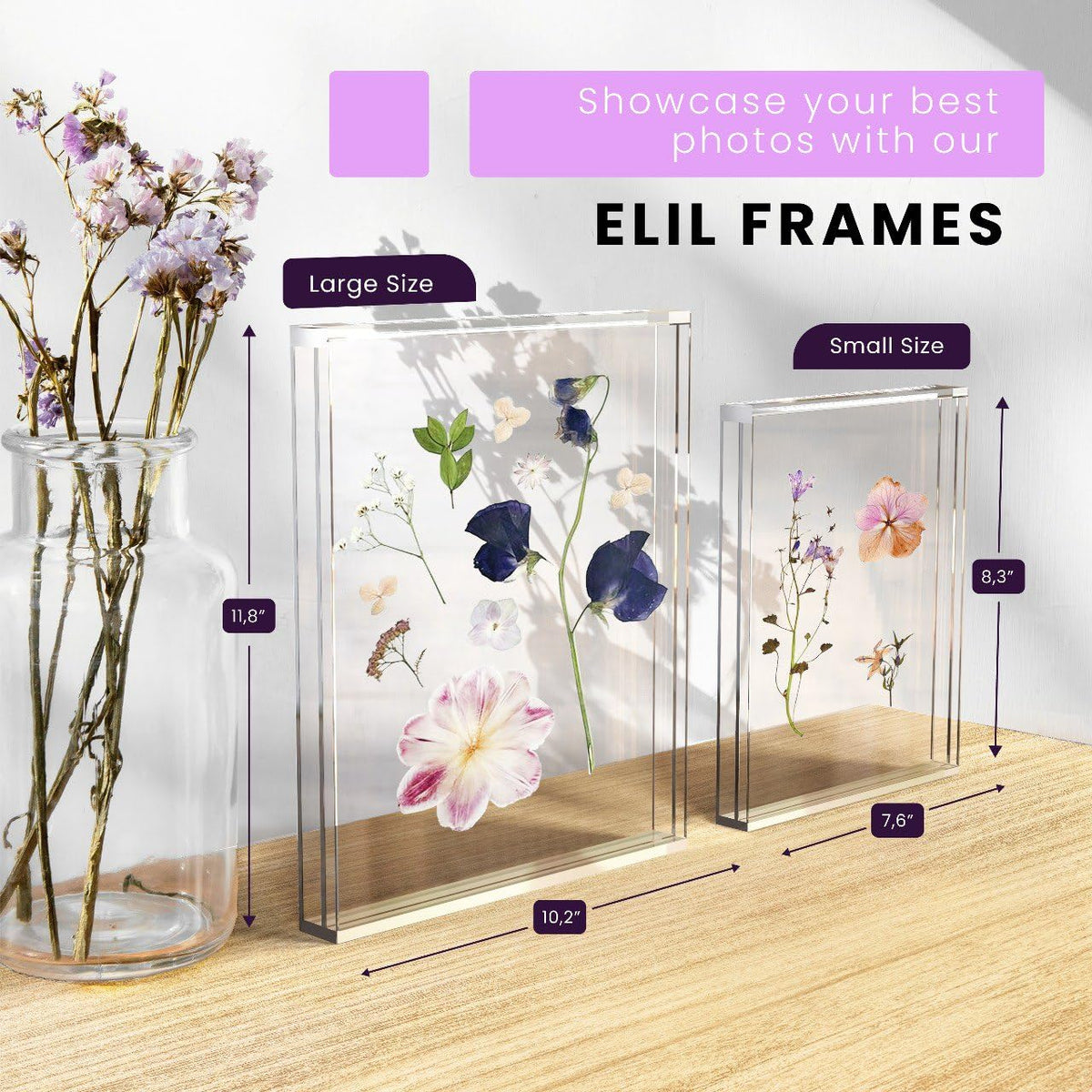 Elil collage display holds Polaroid Go prints and Instax Mini shots for versatile setups.