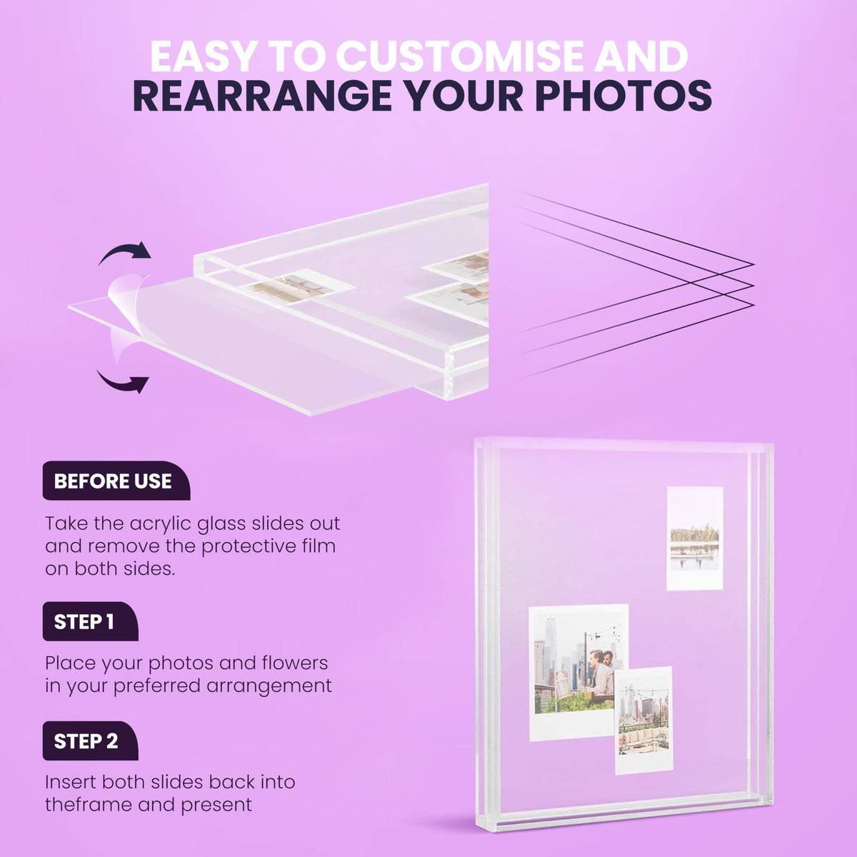 Elil frame offers horizontal and vertical orientation for flexible layouts.