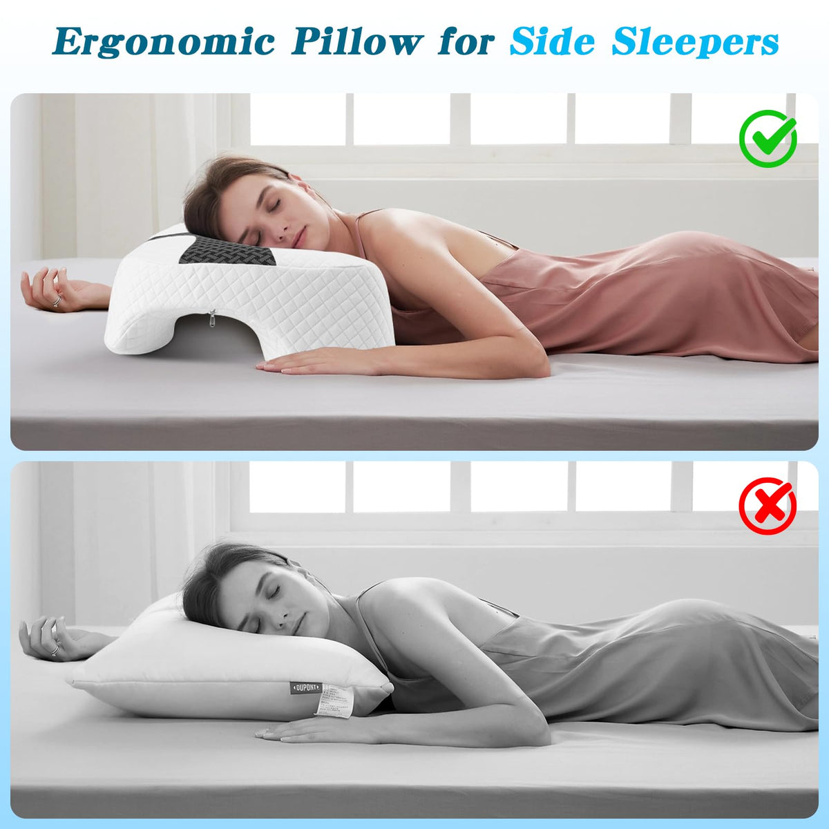 Eliteguard ergonomic-neck-shoulder-support offers comfort across side, back, and stomach sleeping.