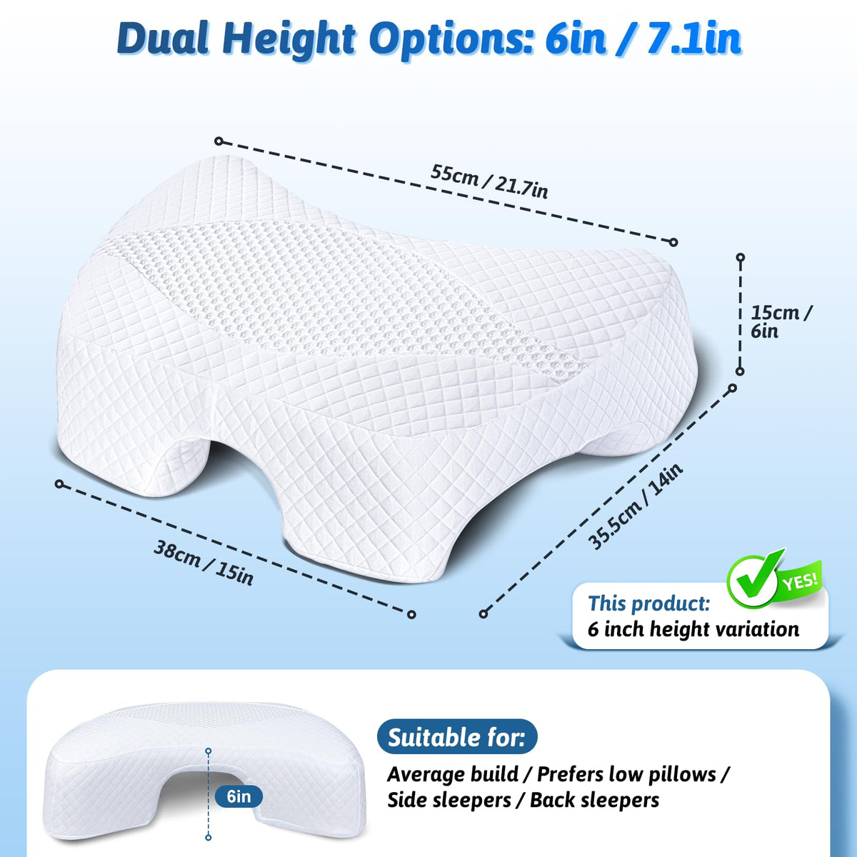 Eliteguard memory-foam pillow close-up showing plush, slow-rebound comfort for neck support.