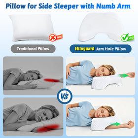 Eliteguard multi-hole-design adapts arm position for curling toward the chest or extending sleep.