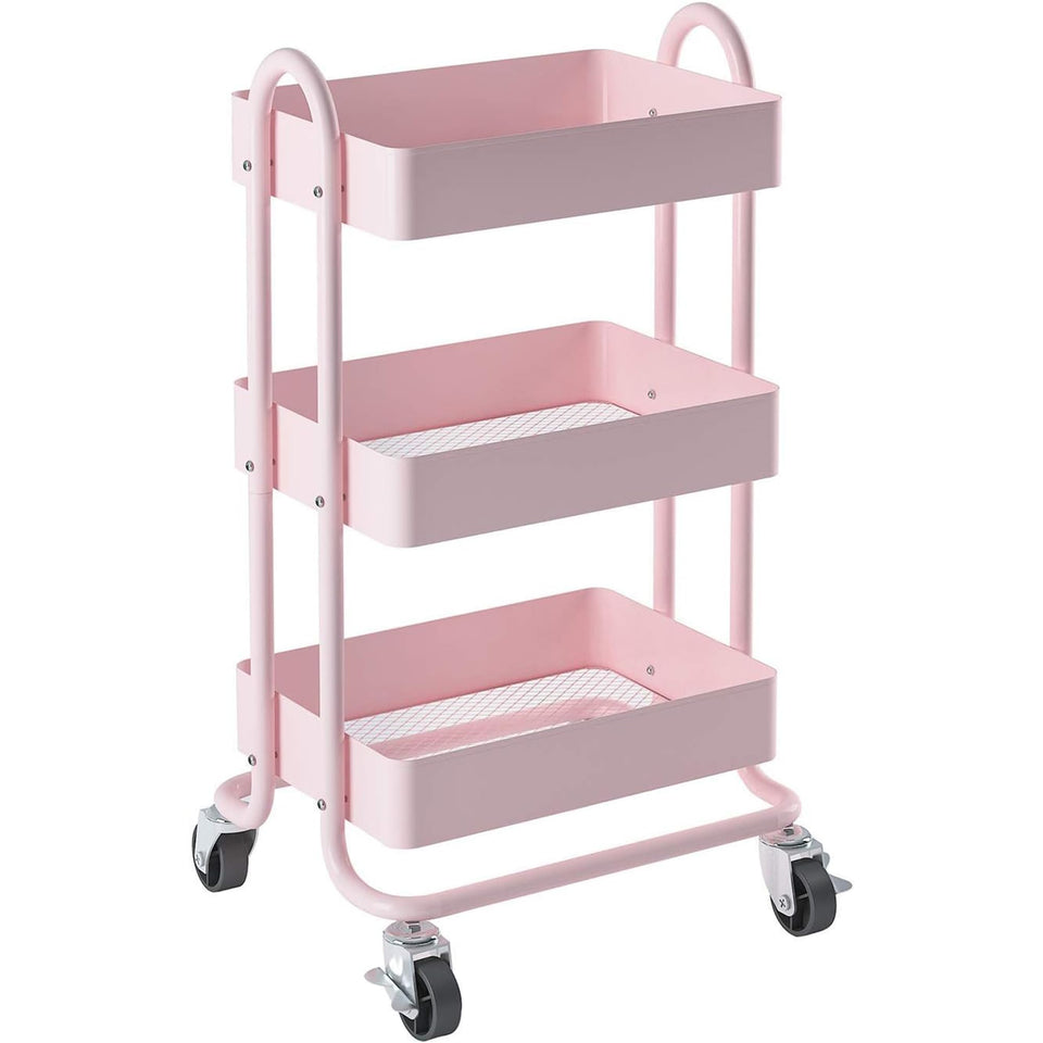 Elitehouse pink rolling cart front view for mobile storage in any room