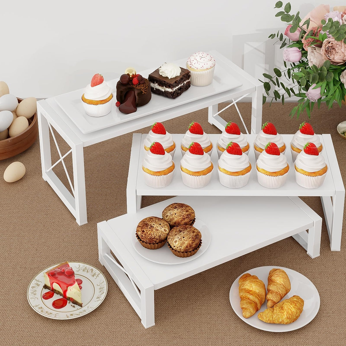 ELITEROO kitchen-buffet-disp-riser keeps snacks neatly organized and accessible
