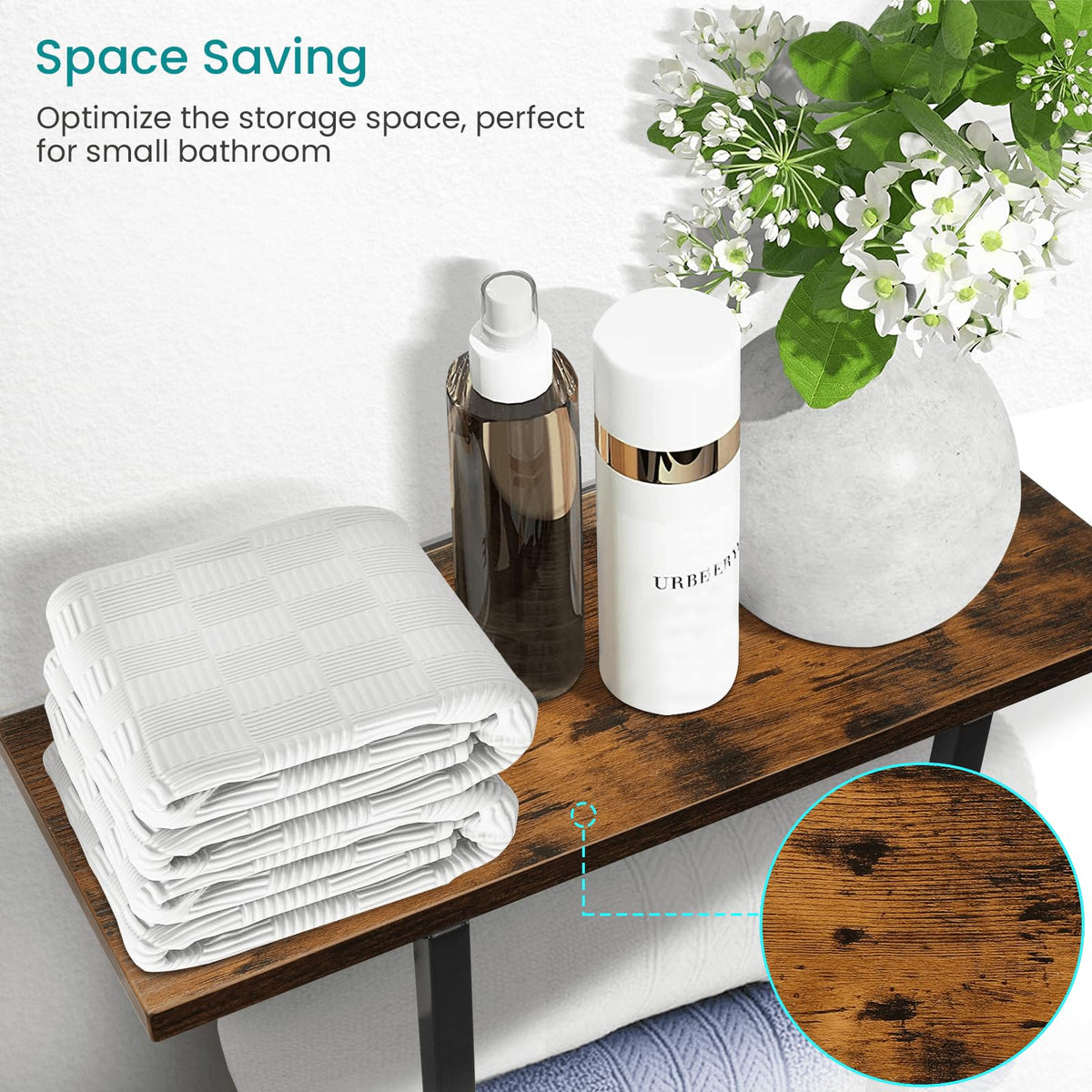 ELITEROO sturdy metal frame delivers durable bathroom organization.
