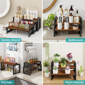 ELITEROO wood display risers small, versatile for cosmetics or collections.