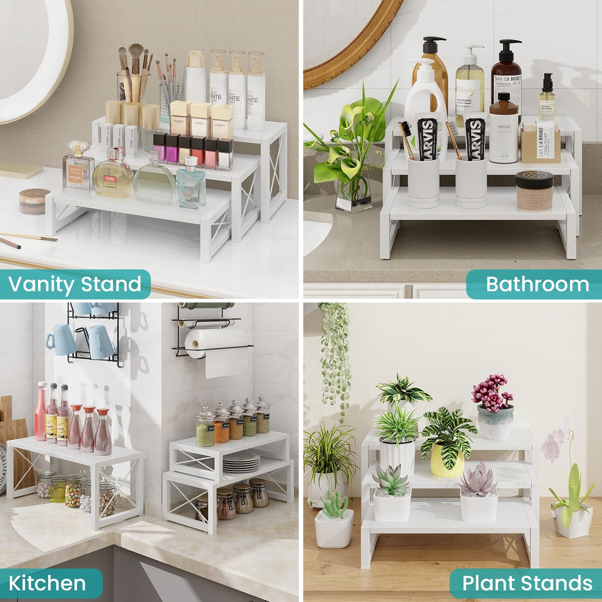ELITEROO wooden display riser medium elevates treats or cosmetics with elegant multi-level presentation