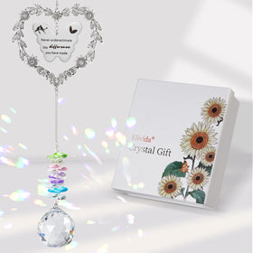 Elivida retirement sun catcher with heart wreath design emits warm blessings and visual charm.
