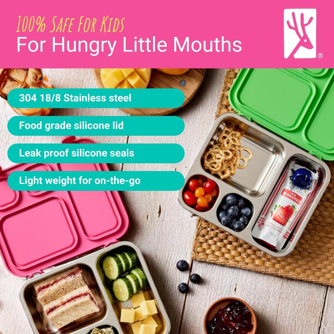 Elk and Friends lunchbox stainless steel base for daily durability.