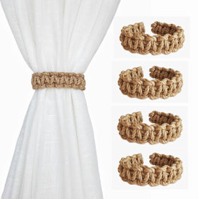 Elkpruu braided outdoor curtain tiebacks in rustic style for sheer drapes