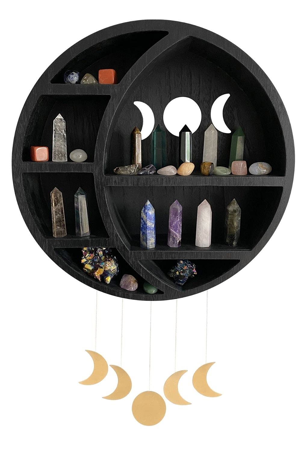 Crystal storage display on wall combining art and organization.