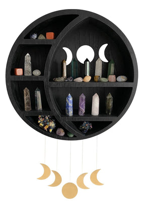 Crystal storage display on wall combining art and organization.