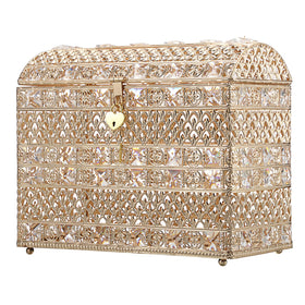 ELLDOO crystal wedding card box with heart lock for elegant reception décor.